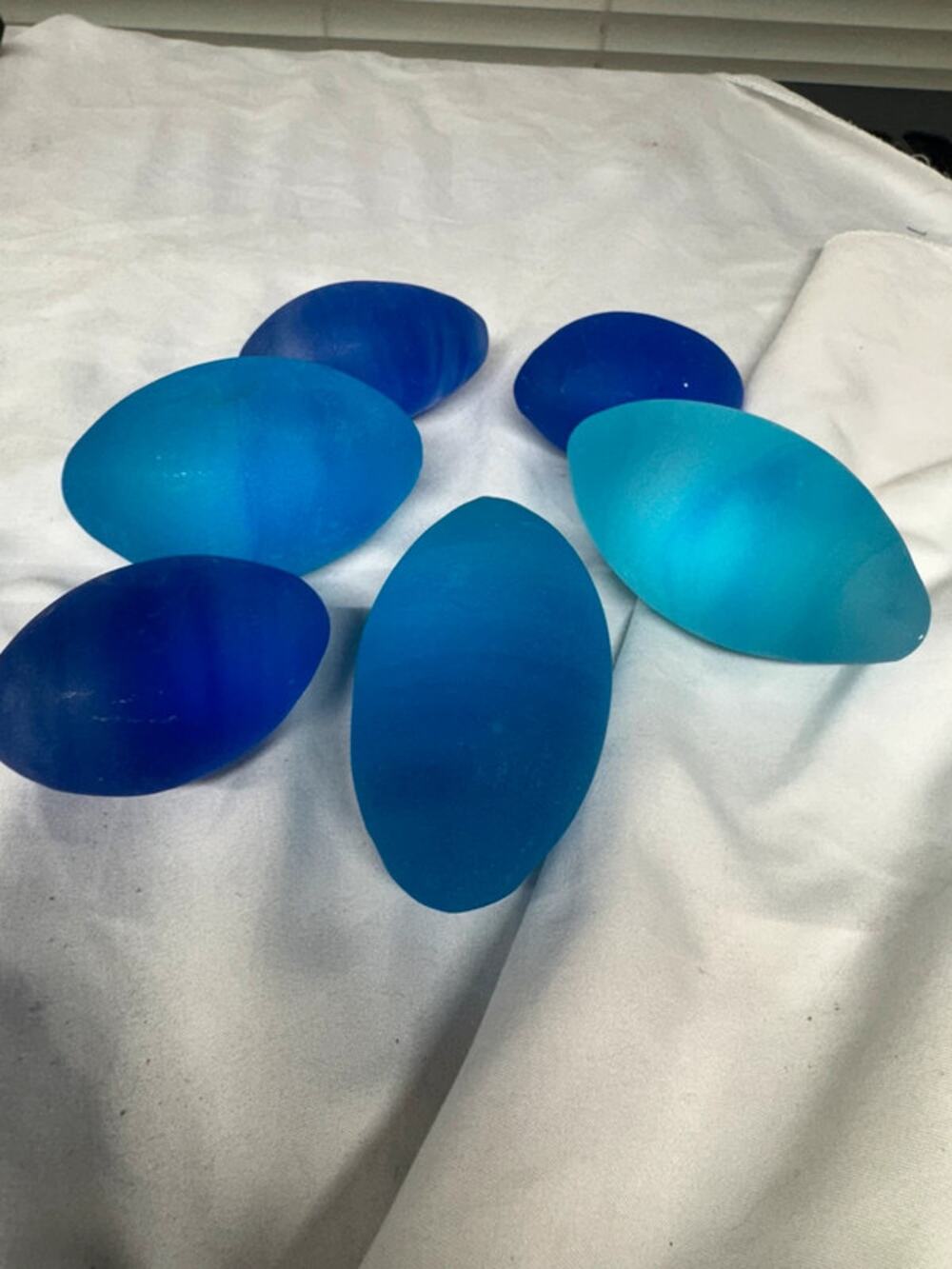 VTG Ikea frosted blue glass egg sculptures